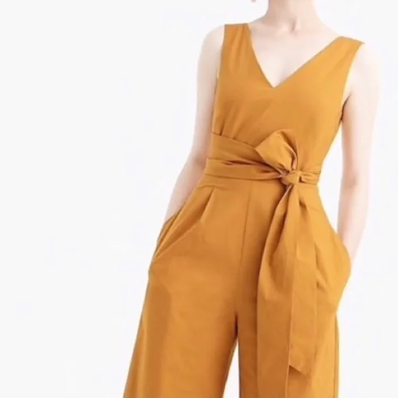 J.Crew Wrap Tie Jumpsuit in Warm Caramel, size 00 - Picture 2 of 7